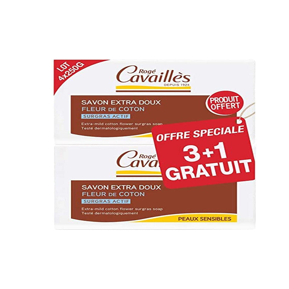Roge Cavailles Extra-Mild Cotton Flower Surgras Soap for Sensitive Skin